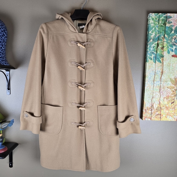 J.Crew Wool Blend toggle Duffle Pea Coat Medium Petite - Picture 11 of 16